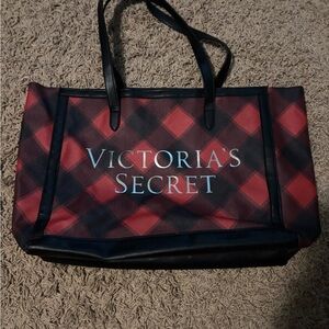 Victoria's Secret Red and Black Checkered Tote Bag